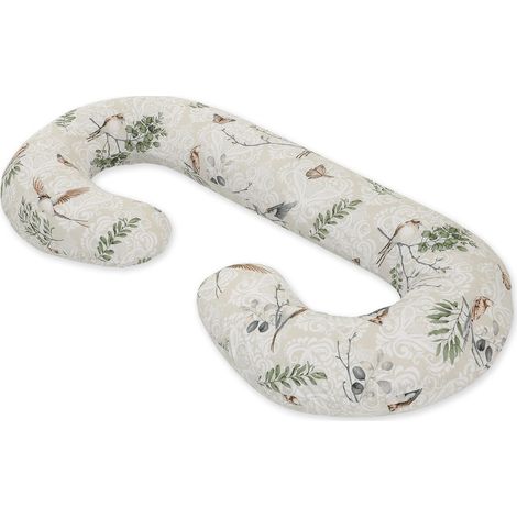 Coussin de grossesse type C, housse amovible, pour femmes enceintes, pour l'allaitement - Oiseaux bruns (1/4)