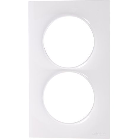 Schneider Electric – Plaque Schneider 2 postes verticales 57mm – Blanc RAL 9003 – Plastique anti-UV – S520714