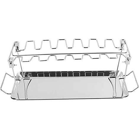 Filiyano – Support à pilons de poulet en acier inoxydable, pouvant contenir 14 pilons, idéal pour le barbecue, compatible lave-vaisselle, antiadhésif (1/5)