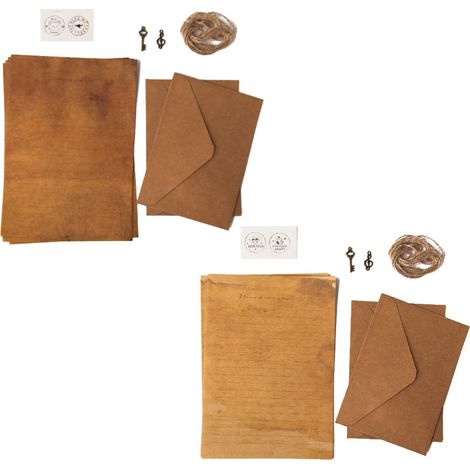 Papier Vieilli - Enveloppes Vieillies - Pour Lettres Anciennes Et Documents Rétro - Lot de 50 Feuilles et 25 Enveloppes (1/5)