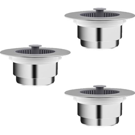 Ensemble de 3 crépines et bouchons d'évier de cuisine - Crépine d'évier universelle 3 en 1 en acier inoxydable, anti-obstruction, facile à installer, adaptée aux trous d'évier de 70 à 110 mm (1/5)