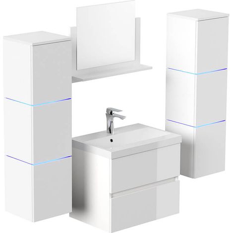 Home Deluxe - Conjunto de muebles de baño WANGEROOGE DELUXE Made in Germany  Color: Blanco, Tamaño: XL