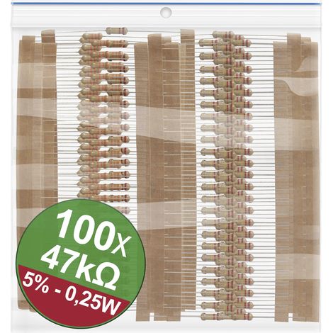 Quadrios 22P076 22P076 Kohleschicht-Widerstand Sortiment 47 kΩ axial bedrahtet 0.25 W 5 % 1 Set