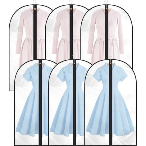 Stück Kleidersäcke, staubdichte Kleiderhülle zum Aufhängen, transparente Kleiderhülle zum Aufhängen mit Reißverschluss, Schutz für Hemden, Anzüge, Mäntel, Kleider usw. (60 100, Schwarz) (1/5)