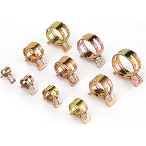 100 Pinces à Ressort, Colliers de Serrage pour Tuyaux, Clips Ressort Réglables pour Flexibles - 6-17mm (1/4)