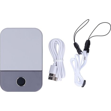 Ventilateur de cou rechargeable USB avec affichage numérique LED, portable pour intérieur et extérieur - Bleu marine