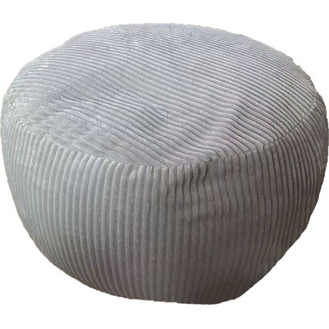 Pouf Relaxdays, cord, HxD: 25 x 35 cm, imbottitura in polistirolo, cuscino rotondo, sgabello da salotto, grigio chiaro