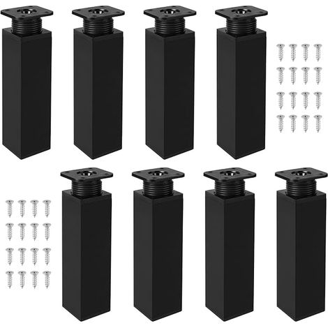 8 Pack Adjustable Furniture Legs, 40 x 40 x 150 mm, Rectangular Furniture Legs, Metal Legs for Furniture Plastic Metal Legs Height Adjustable Cabinet Legs Extension for Sofa (1/5)