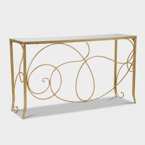 Console Art métal doré miroir design élégant moderne (1/5)