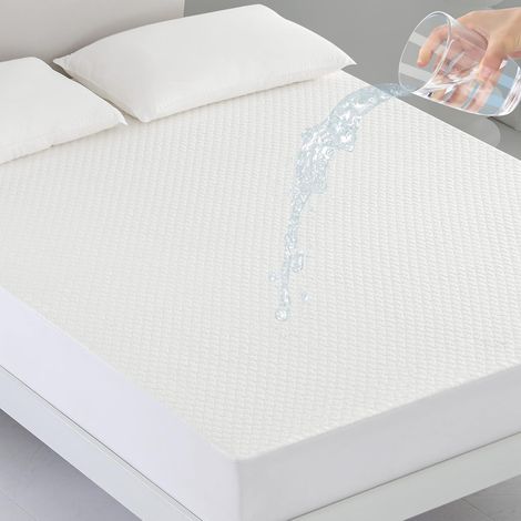 Mattress Protector 160 x 200 cm Waterproof – Mattress Cover 160 x 200 cm + 30 Large Cap – Bamboo Mattress Cover, Anti Dust Mite, Breathable (1/5)