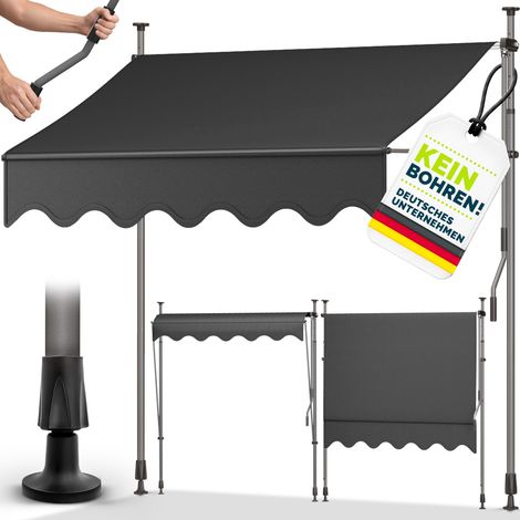 tillvex Tenda da sole per balcone 400 cm antracite braccio snodato tenda da sole a morsetto tenda da sole per balcone senza forare