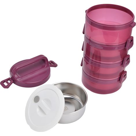 Boîte-repas isotherme en acier inox portable 4 couches anti-fuite pour extérieur