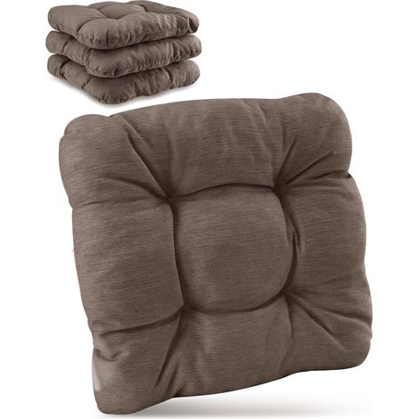 Lot de 4 coussins de chaise Premium Taupe HighLux SK, 40x40x8cm