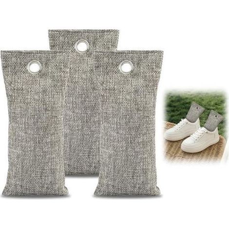 Désodorisant chaussures naturel avec 3 sacs de 75 g Charbon actif anti-odeur et anti-humidité Absorbe transpiration des pieds, sans parfum,sans produits chimiques (1/5)