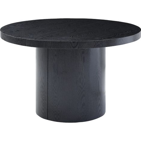 Vente-Unique – Table extensible 4 à 12 personnes en MDF noir – Rallonges amovibles – Design ovale avec pieds monoblocs – Pour intérieur (1/5)