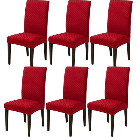 Set of 6 stretch chair covers with removable and washable high backrests for dining room, kitchen, wedding, banquet, party decoration (1/5)