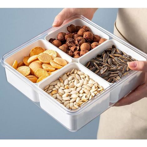 1 piece snack tray dry fruit box living room fruit tray transparent compartment fruit and vegetable storage box multi-functional f (1/5)