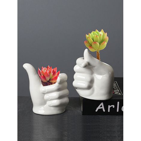 Nouveau pot de fleurs succulentes créatif pour le jardinage, pot de table d'intérieur en céramique, design en forme de cœur, blanc. Matière : céramique. (1/5)