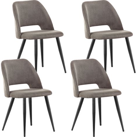 LEWE Lot de 4 Chaise de Salle à Manger en Velours,Chaise Rembourrée avec Pieds Indépendants - Marron