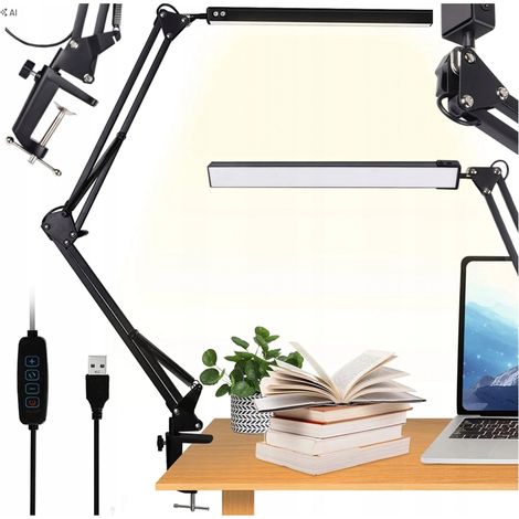 Lampe De Bureau Led - Noire - 12 W - Éclairage Ajustable - Bras Réglable (1/5)