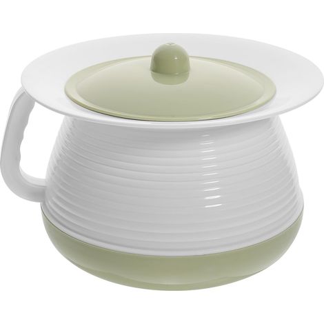 Pot de Chambre Adulte en Plastique Blanc Portable et Compact, Pot Urinoir Épaissi Couvercle pour Usage Domestique et Camping Réutilisable (1/5)