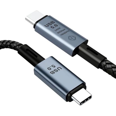 Câble Thunderbolt 5 (1m) 80Gbps – Charge Rapide PD 240W, 16K/8K/4K Affichage, Compatible Thunderbolt 4/3/5 USB4 – Pour MacBook, Ordinateur Portable, eGPU, SSD, Station d’accueil (1/5)