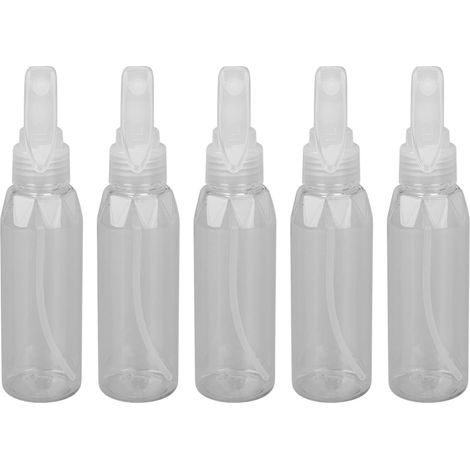 Flacon pulvérisateur transparent 100ml x5, plastique recyclable, vide, rechargeable pour lotions, alcool, voyage, format mini, brumisateur réutilisable (1/5)
