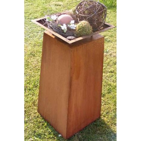Colonne de Jardin XL Décoration Vintage Aspect Rouille Patinée Support Plantes 80 cm - PANGIVO (1/3)