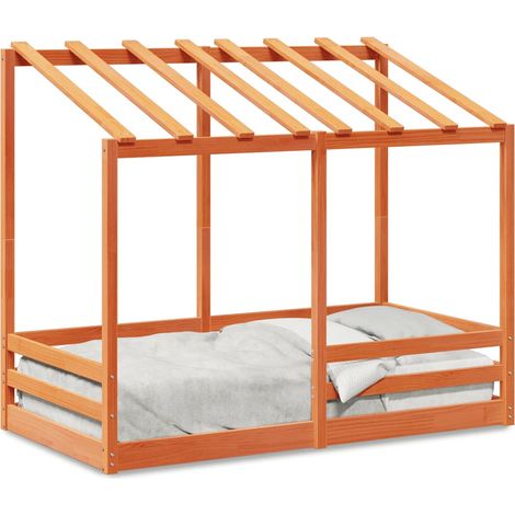 Maison Exclusive - Kinderbett mit Dach Wachsbraun 80x160 cm Massi