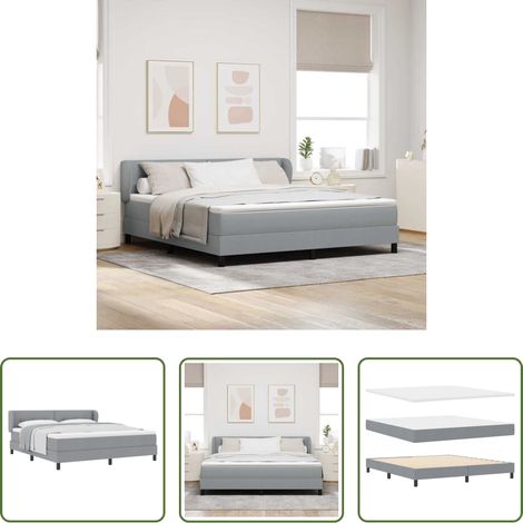 Matratze -  Boxspringbett mit Matratze Hellgrau 180 x 200 cm Stoff (1/5)