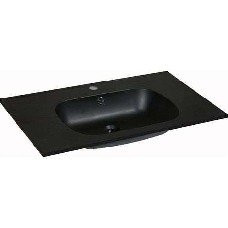 Lavabo da incasso in Resina effetto pietra Nero L80 x l46 cm - OKIWA (1/5)
