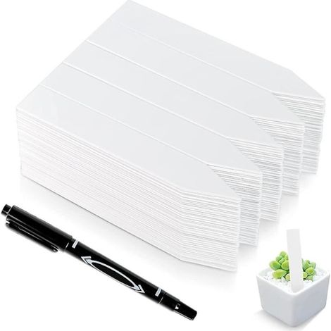 Étiquettes pour plantes en plastique, 200 pièces, blanches, marqueurs de plantes, étiquettes de jardin, étiquettes de jardin (1/5)