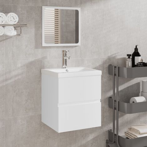 Armoire de salle de bain Armoire de rangement Placard de Rangement Toilettes avec miroir blanc bois d'ingénierie RTJEX952799 (1/5)
