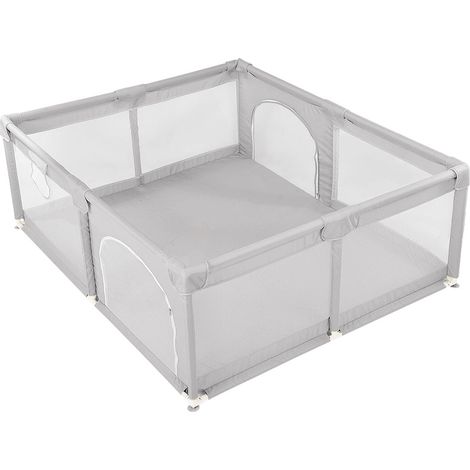 Haloyo 150 x 200 cm Baby-Laufstall, faltbarer Kinder-Laufstall, Baby-Laufstall mit atmungsaktivem Netz an vier Seiten, Kinder-Aktivitätszentrum, Hellgrau (1/5)