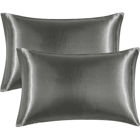 Satin-Kissenbezüge für Haar und Haut, Set mit 2 seidig-blauen Kissenbezügen, weich, atmungsaktiv und glatt aus Seide.