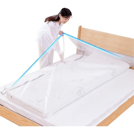 Grands sacs de rangement sous vide imperméables, housse matelas scellable avec fermeture zip, réutilisables, économiseurs d’espace, format extra large. (1/5)