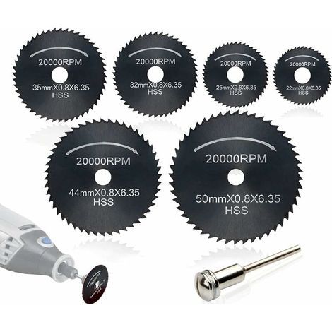7 Piece Saw Blade Circular Saw Blade Set for Dremel with 1/8 Inch Shank Circular Saw Blades Cutting Discs Cutting Set for Wood Metal Plastic Glass