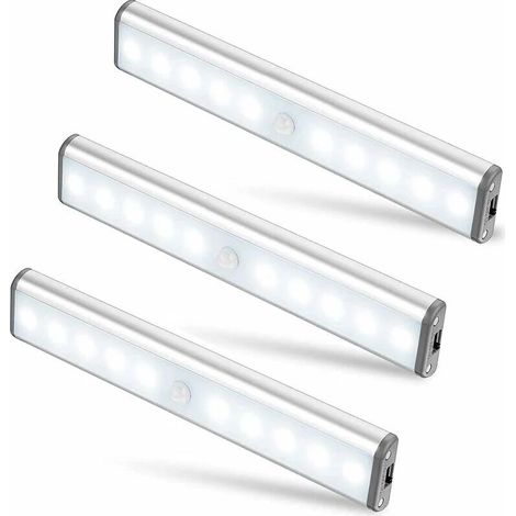 Lampe LED portable sans fil à coller partout, veilleuse à 10 LED activée par détecteur de mouvement, batterie rechargeable intégrée, éclairage magnétique pour placard et armoire (1/4)