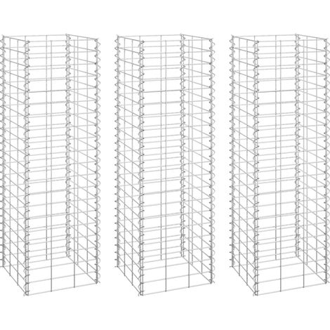 Lits surélevés en gabion 3 pcs 30x30x100 cm Fer vidaXL (1/5)