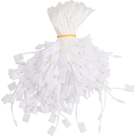 Lot de 1000 Attaches de Prix pour Étiquettes, String for Hang Tags Suspendre Tag Corde avec Fermoir Verrou, pour Vêtements Bijoux Habillements Emballage Accessoires de Bagages, 17 cm (Blanc) (1/5)