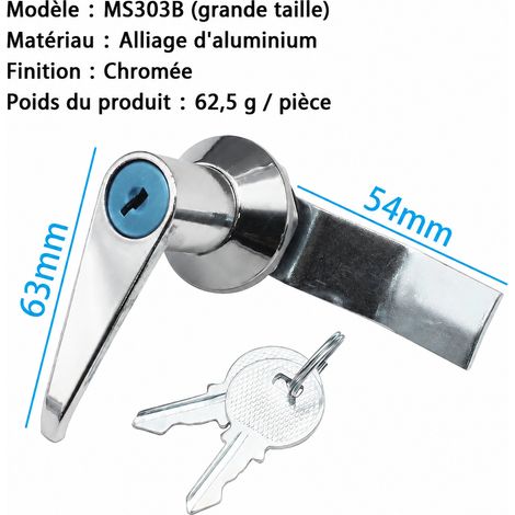 Serrure à poignée bouton MS303B came haute boîtier aluminium base plastique chrome brillant ms303b 100 g – Livraison gratuite