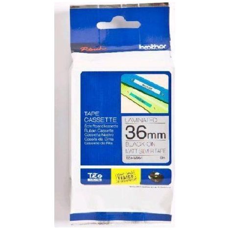 BROTHER Cinta laminada  Plata mate / negro (Metalica) 36mm (1/4)