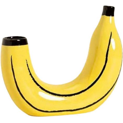 Élégant vase en résine forme banane pour décoration intérieure et arrangement floral, design moderne et original. (1/4)