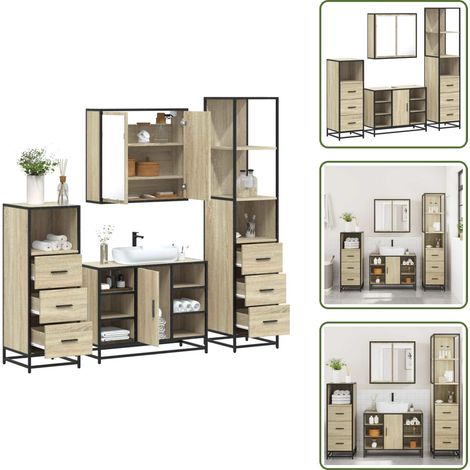 vidaXL Ensemble de meubles de salle de bain 4 pcs chêne sonoma