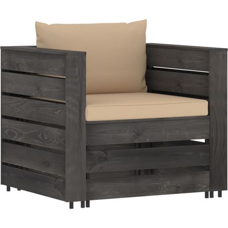 Maison Exclusive - Set Salotto da Giardino 2pz con Cuscini Legno Impregnato Grigio