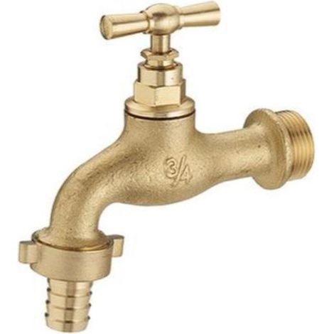 Robinet de jardin à clapet mâle 15x21 - mâle 20x27 avec raccord au nez Ø15