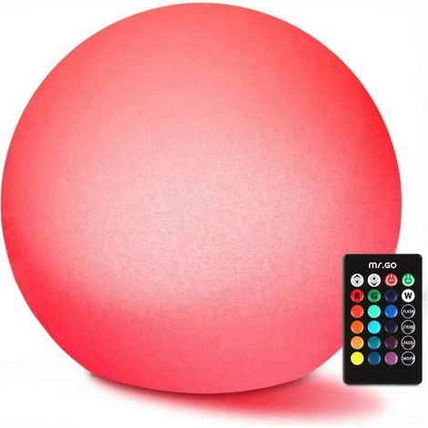 16" Imperméable Jardin Boule Lampe LED Changement de Couleur Lampe D'ambiance, Rechargeable Sphère Lumineux Orbe Veilleuse avec Télécommande, 16 Couleurs Réglable pour Décor Intérieur Extérieur (1/5)