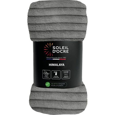 Filiyano-Couvre-lit en flanelle et velours 180 x 220 cm HIMALAYA gris, par Soleil d'ocre Gris (1/2)