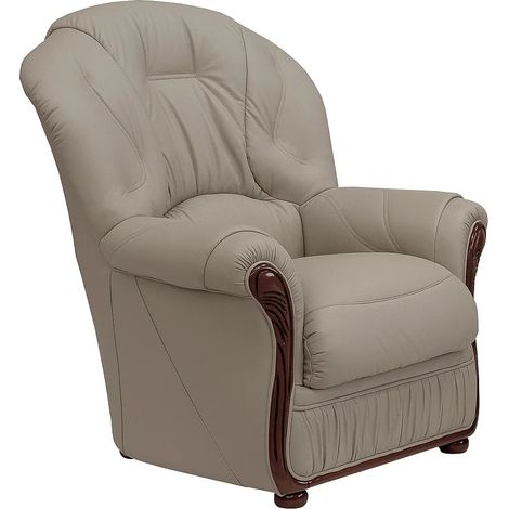 Poltrona 100% Pelle di bufalo Tortora - DAPHNE
