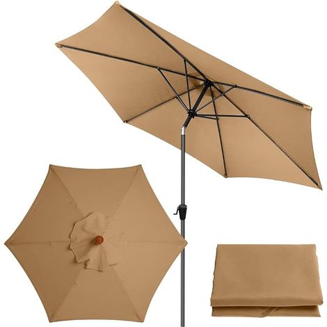 Ersatzbezug für einen 2,7 m großen Sonnenschirm mit 6 Streben, aus universellem Gewebe, ideal für Gärten, Terrassen, Innenhöfe, Strände und Schwimmbäder. (1/4)